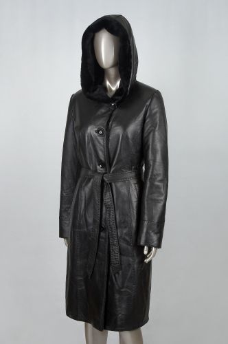 Пальто женское натуральная кожа утепленное мех мутон 